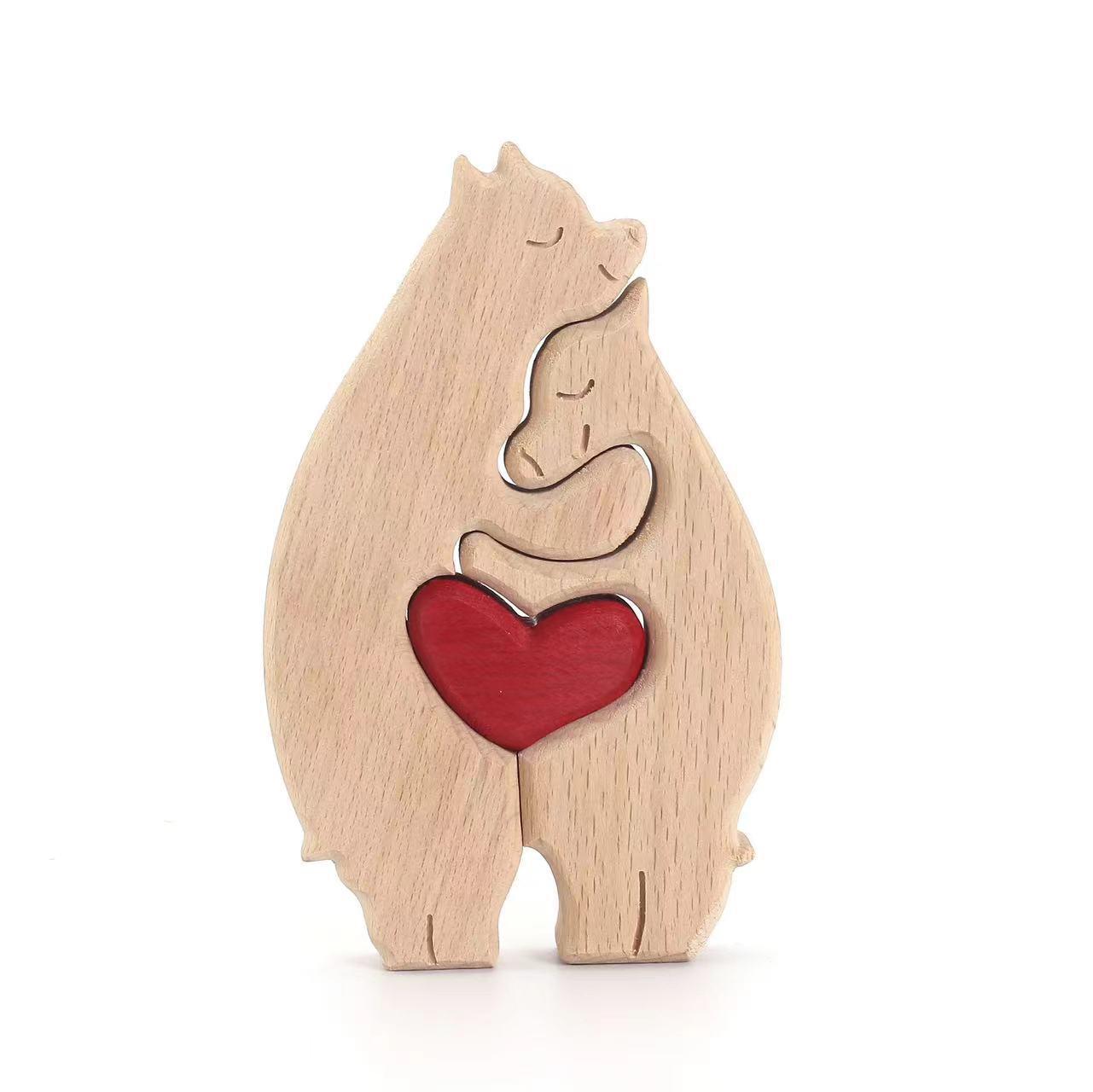 

Wooden Mother & Son Bear Puzzle - Living Room & Bedroom Hugging Bears Decor Default
