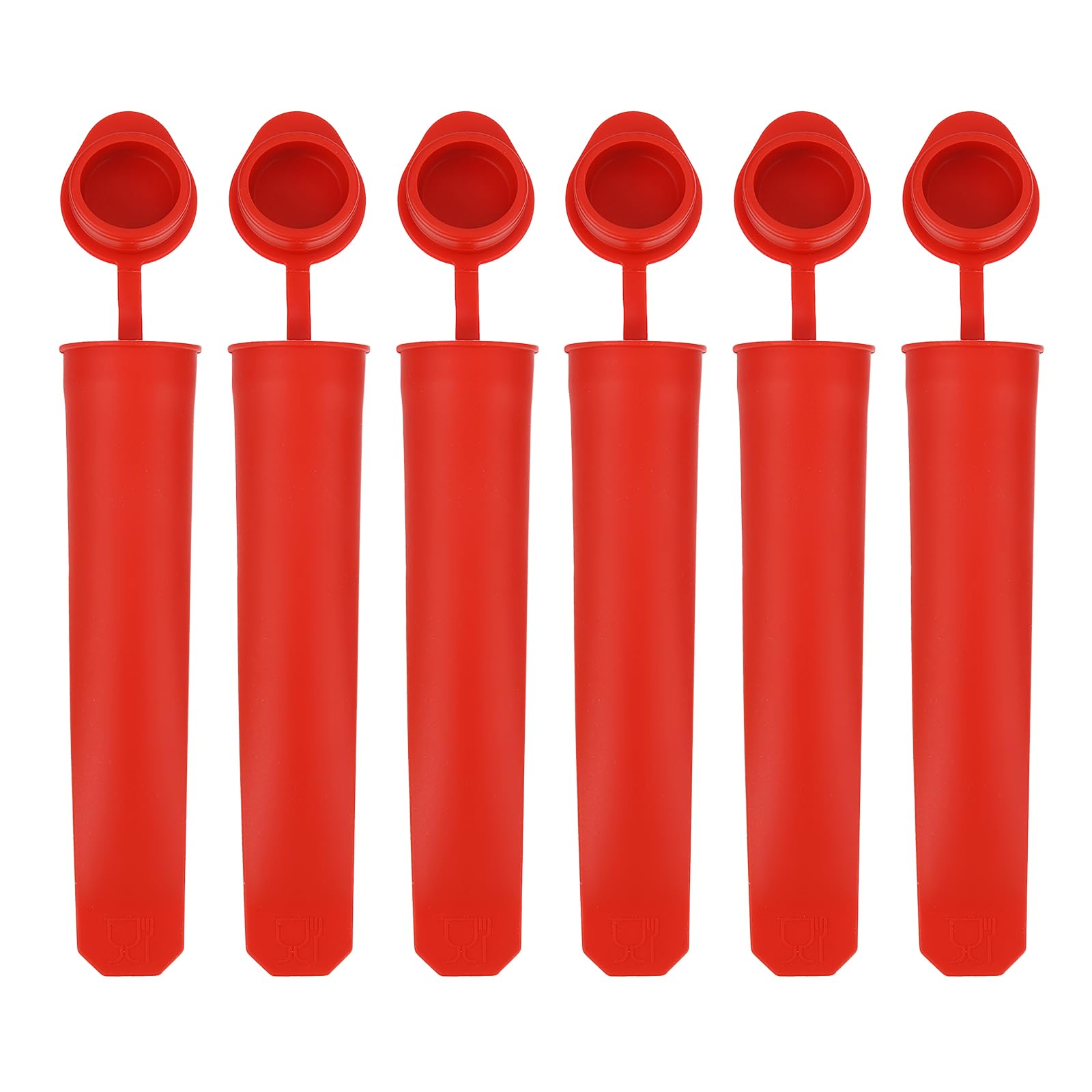 

uxcell Silicone Ice Pop Molds, Set of 6, with Lids, 7.79 Inch Long, Suitable for DIY Ice Cream Sticks and Popsicle Pops, Red