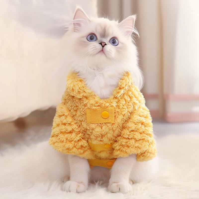 Plush Velvet Thickened Cotton Jacket for Cats - Autumn/Winter Style, Silver Gradient, Warm Pet Clothing for German & English Shorthair Kittens