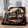 3D retro motorcycle  area Printing Blanket,Fashion Soft Cozy Living room Bedroom Sofa Bed Travel Blanket Birthday Gift