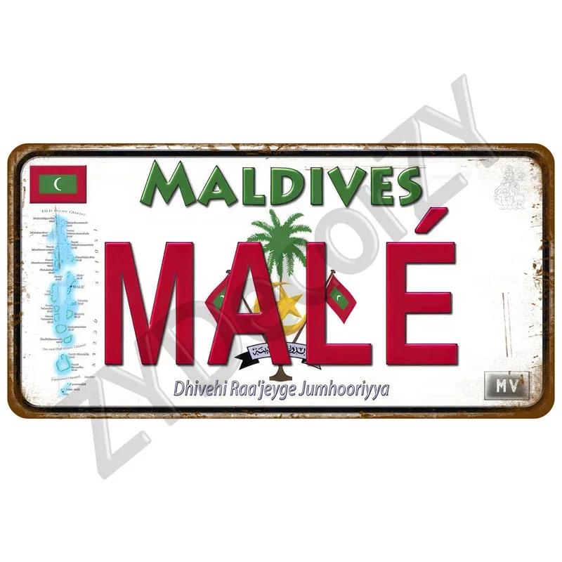 KLIOU Country Flag Tin Signs 15x30 Plaque France Spain Germany License Plate For Wall Home Restaurant Craft Bar Decor Metal Sign