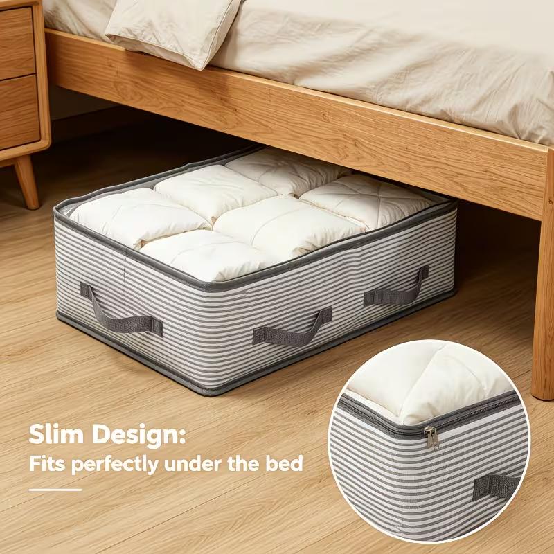 Bolsa Organizadora Grande para Almacenamiento de Ropa Plegable de Tela No Tejida Organizador de Armario con Ventana Transparente Almacenamiento Debajo de la Cama para Ropa Manta Ropa de Cama