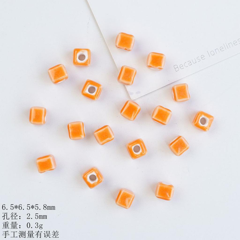 Small square loose beads handmade DIY bead material ceramic necklace bracelet beaded accessories