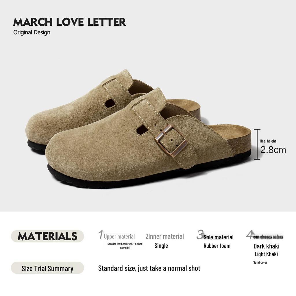 Weiwei Girl Genuine Leather Women's Thick Sole Closed Toe Flat Slippers