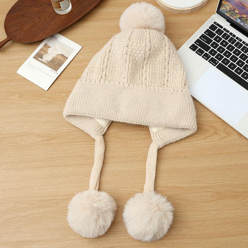 

Новая вязаная теплая шапка из кроличьего меха, осенне-зимняя, флисовая, утолщенная, с защитой ушей и лица, флисовая шапка, женская шапка для защиты от холода one size