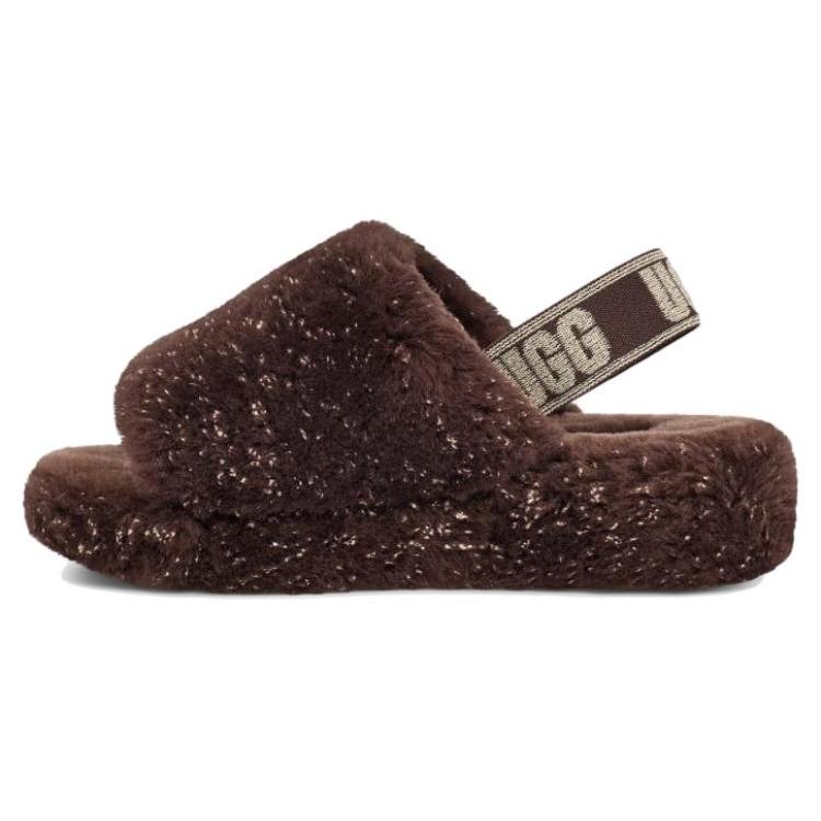 

Новые сандалии UGG FLUFF YEAH на одной лямке женские коричневые 1125232-BCDR 38