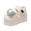 Fashion 8CM Women High Platform Sandals Wedges Hollow Mules Shoes Casual Chunky Gladiator Sandals Woman New Summer Bling Beach Slippers