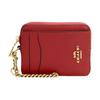 Card Case With Zipper Closure And Chain Wrist Strap In Pebble Leather Mini Wallet Women Wallets Red 6303-IMP1Y