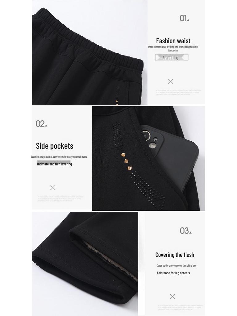 Verdickte Winter-Fleece-Samthose für Frauen mittleren Alters und ältere Frauen - Warm, gerade geschnitten, Übergröße