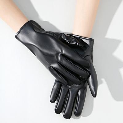 Damen-Handschuhe aus schwarzem Leder sexy Foto Lederhandschuhe Damen Herbst und Winter warm Fahrhandschuhe