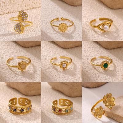 Vintage Tiny Sum Gold Color Rings For Women Girls Beautiful Stainless Steel Blue Eyed Punk Anillos Fashion Party Jewelry Gifts