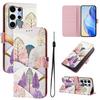 For Samsung Galaxy S25 Ultra Case Pattern Printing Wallet Phone Cover with Strap