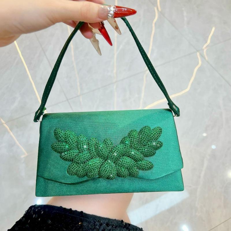 Вечерняя сумочка - Простая и модная, со сверкающими стразами. Высококачественная и роскошная сумка через плечо. зелёный