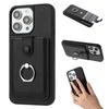 For iPhone 15 Pro Max Case Drawing Type Card Slots Litchi Texture Leather Back Cover with Ring Kickstand