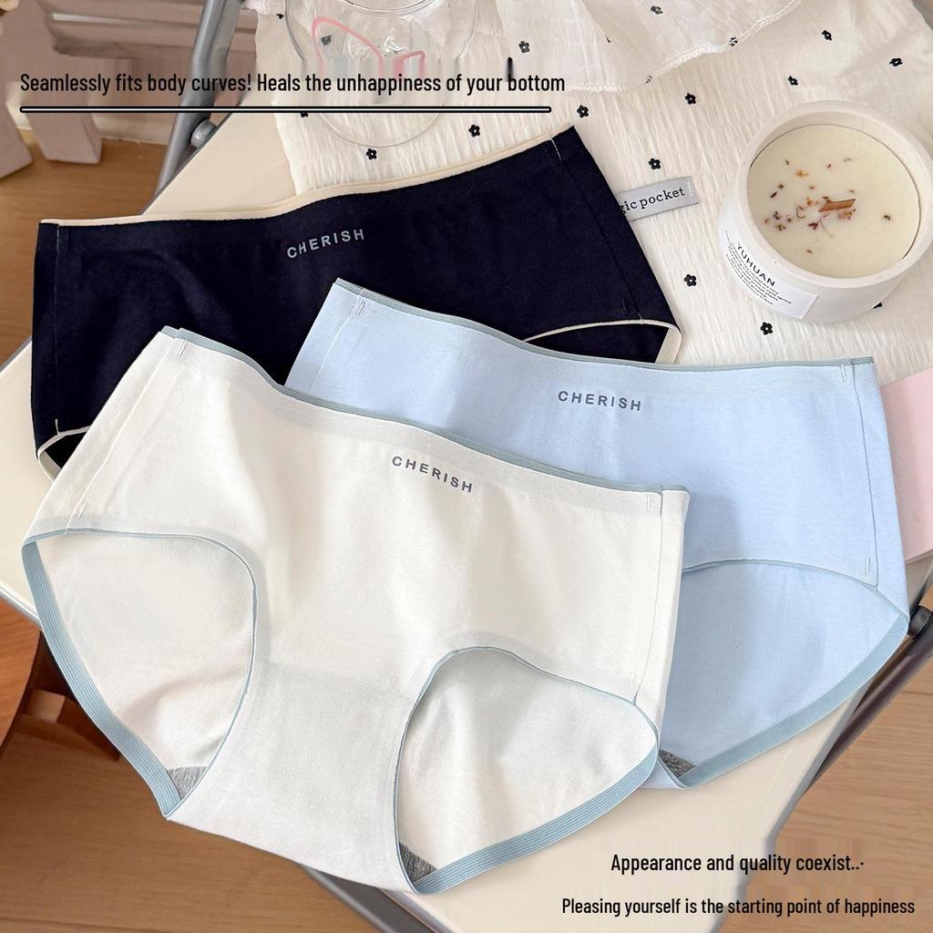 Japanska Söta Sömlösa Damunderkläder i Bomull med Färgblock och Andningsförmåga, Triangelformade