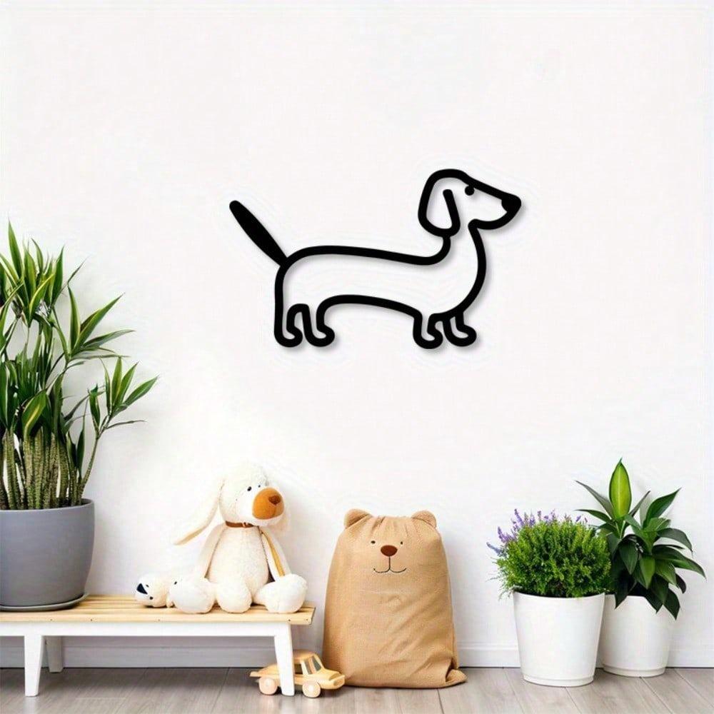 Dackel Metall Wandkunst Klassische Schwarze Linien Dekoration Plakette Innen Außen Haustierliebhaber Geschenk Für Wohnzimmer Schlafzimmer Küche Kinder