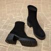 Ankle Boots For Women High Heels Suede Fashion Chunky Shoes Designer Luxury Winter Boots  New Dress Botas Para Mujer