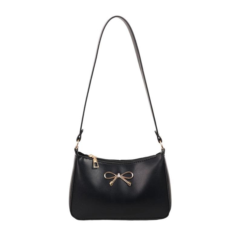 Solid Color Beautiful Bow, Sweet and Advanced Sense of Casual Shoulder Underarm Bag, Simple and Versatile Portable Handbag