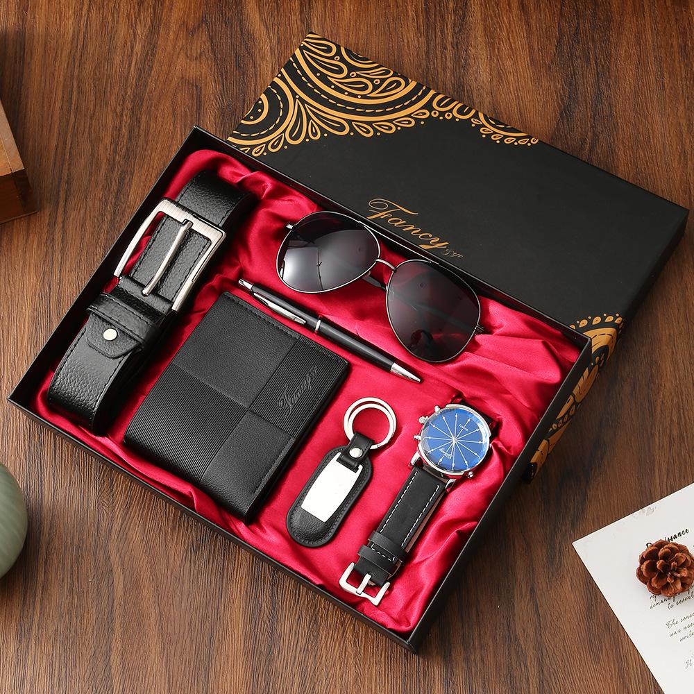 Men s Business Gift Set: Watch, Sunglasses, Belt & Wallet – Perfect for Father s Day & Valentine s Day
