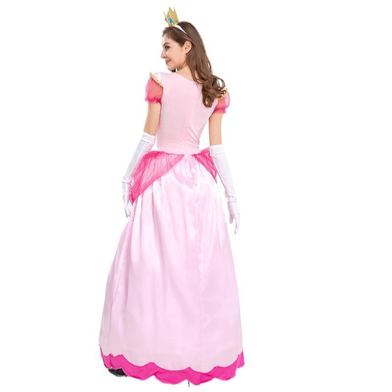 Princess Peach Costume Women Cosplay Party Halloween Masquerade Dress Up Clothing for Women Pink Fancy Dress