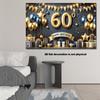 2D Blue & Gold 60th Birthday Backdrop, Luxury Balloon Gift Themed Photography Background