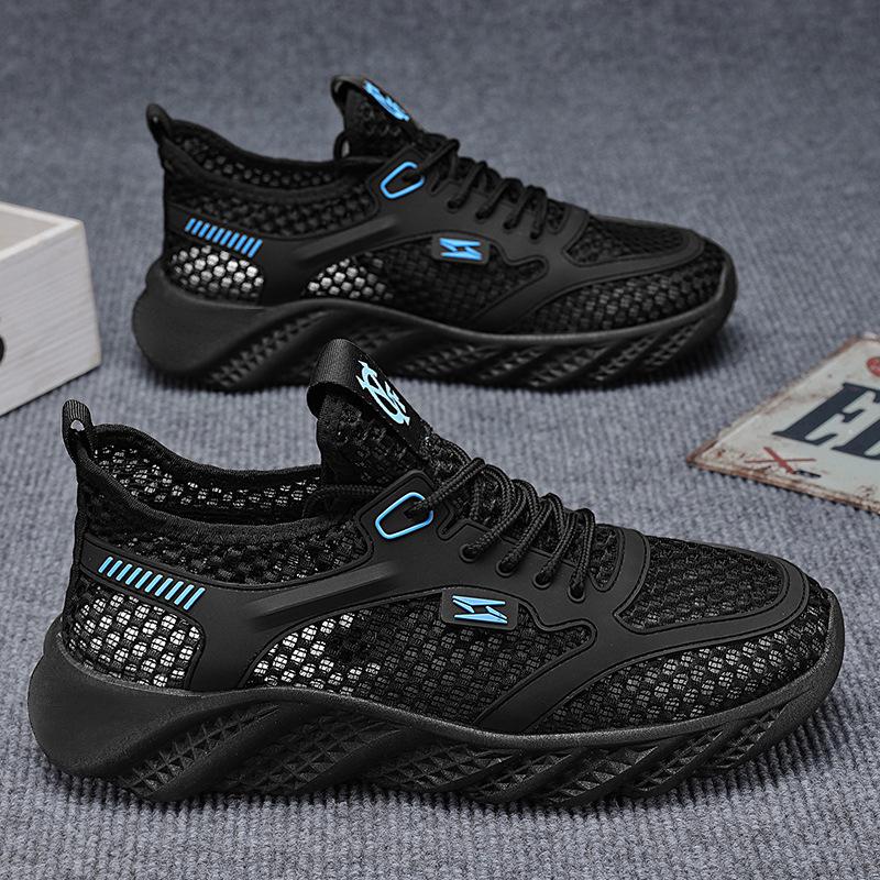 

Мужские модные дышащие кроссовки из сетки Flyknit - Повседневные кроссовки на толстой подошве для папы 42 чёрный