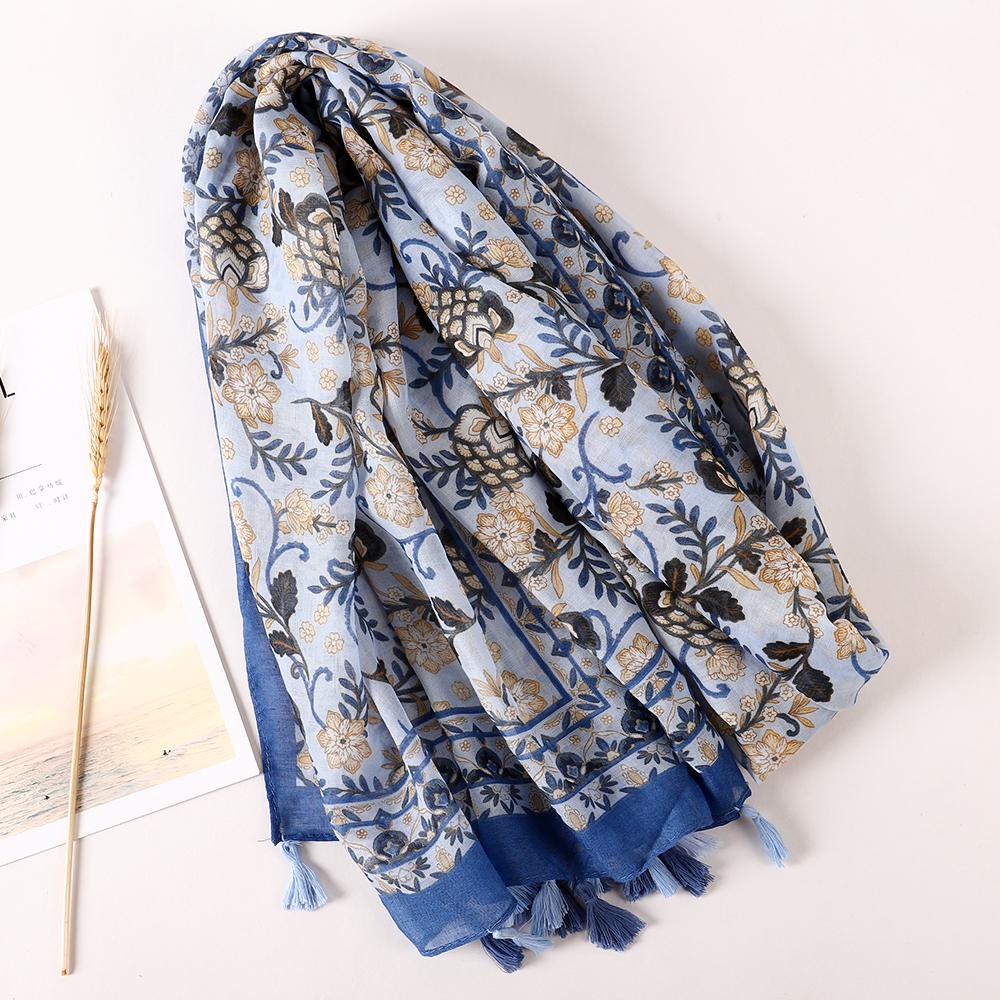 Luxury Brand Cotton Scarf Women Large Shawls Pashmina Muslim Hijab Foulard Design Print Lady Beach Stole Head Scarves Pareo