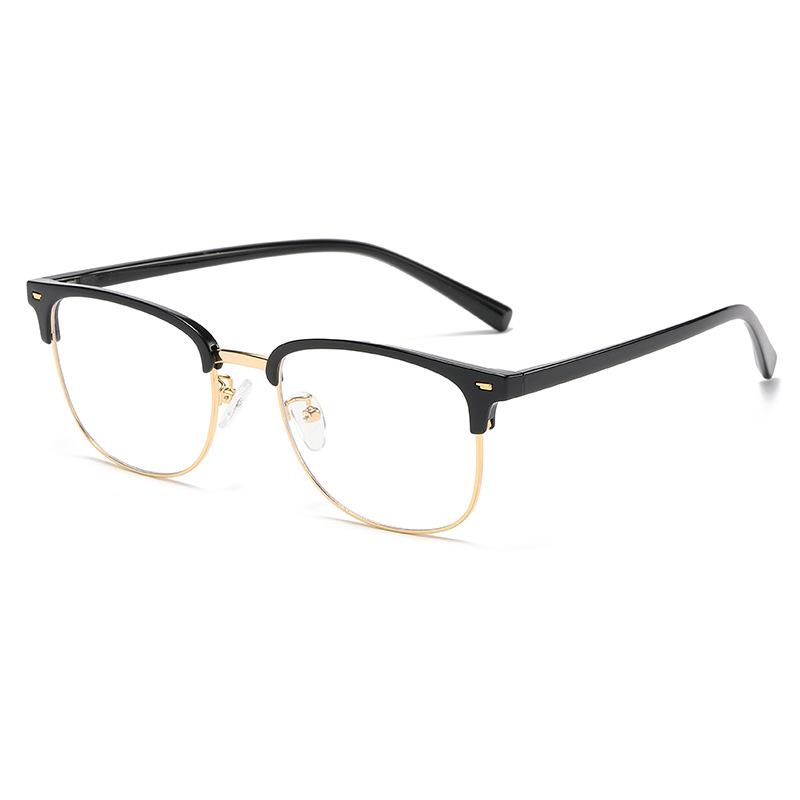 14516 Metal Retro Tr90 New Glasses Frame 2023 Fashion Classic Anti-Blue Half-Frame Rice Nail Flat Mirror