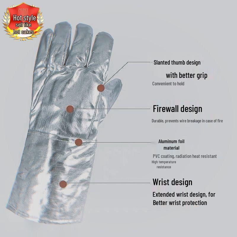Heat-Resistant Aluminum Foil Gloves for High Temperature and Radiation Protection
