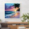 30x30cm Beach 5D DIY Full Drill Round Diamond Painting Kit for Home Wall Decor