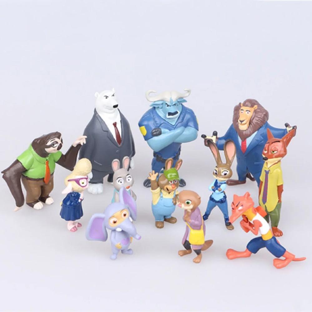 

12pcs/set Zootopia Zootropolis Judy Hopps Nick Wilde Cartoon Movie Action Figure Toys Collection Model Cute Doll Gift Decoration No Box