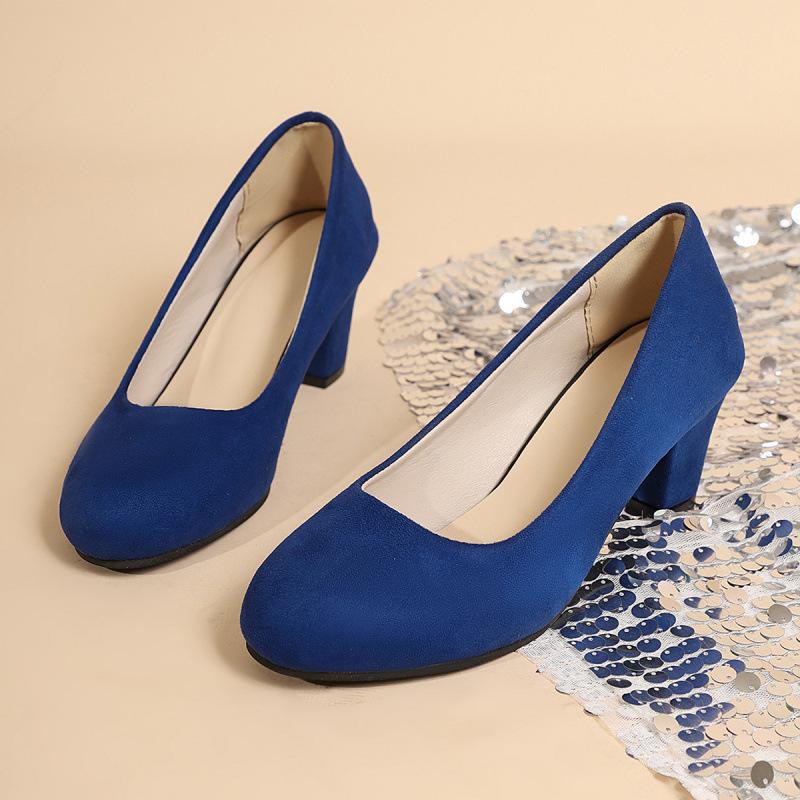 New Women's Retro Mary Jane Shoes Thick Heel Round Head Large Size Women's Shoes