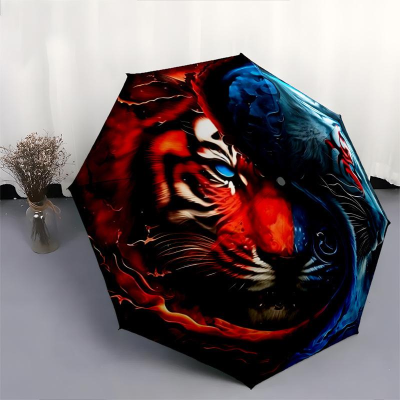 1 Stück Yin Yang Tiger Automatischer Öffnungs-/Schließschirm,Kompakter Schirm für Männer & Frauen Tagesgeschenk.C091