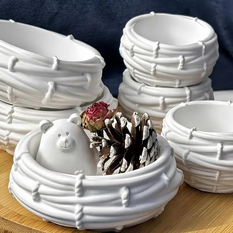 DIY Bird Nests Candle Jar Silicone Mold Irregular Reticulation Flowerpot Molds for Craft Making Resin Plaster Storage Box