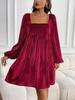 Elegant Spring Velvet Square Neck Backless Dress for Women