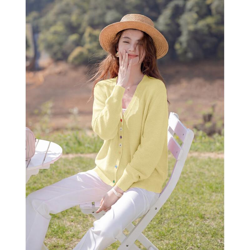 Mokana Women's V-Neck Knit Cardigan with Colorful Buttons