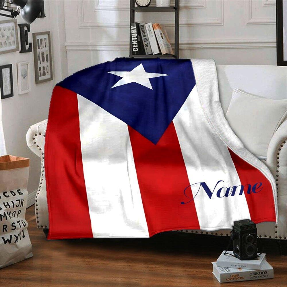 Puerto Rico Flag Design Home Customize Your Name Blankets Soft And Cozy For All Seasons Perfect For Picnics Sofa Office Bed Living Room Ideal Gift For