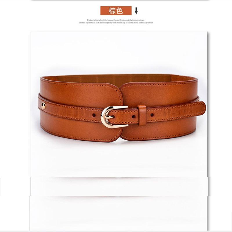 Belt Women'S Leather Simple Pin Buckle Pure Cowhide Red Fashion Belt Autumn And Winter Sweater Long Skirt Wide Waist Seal