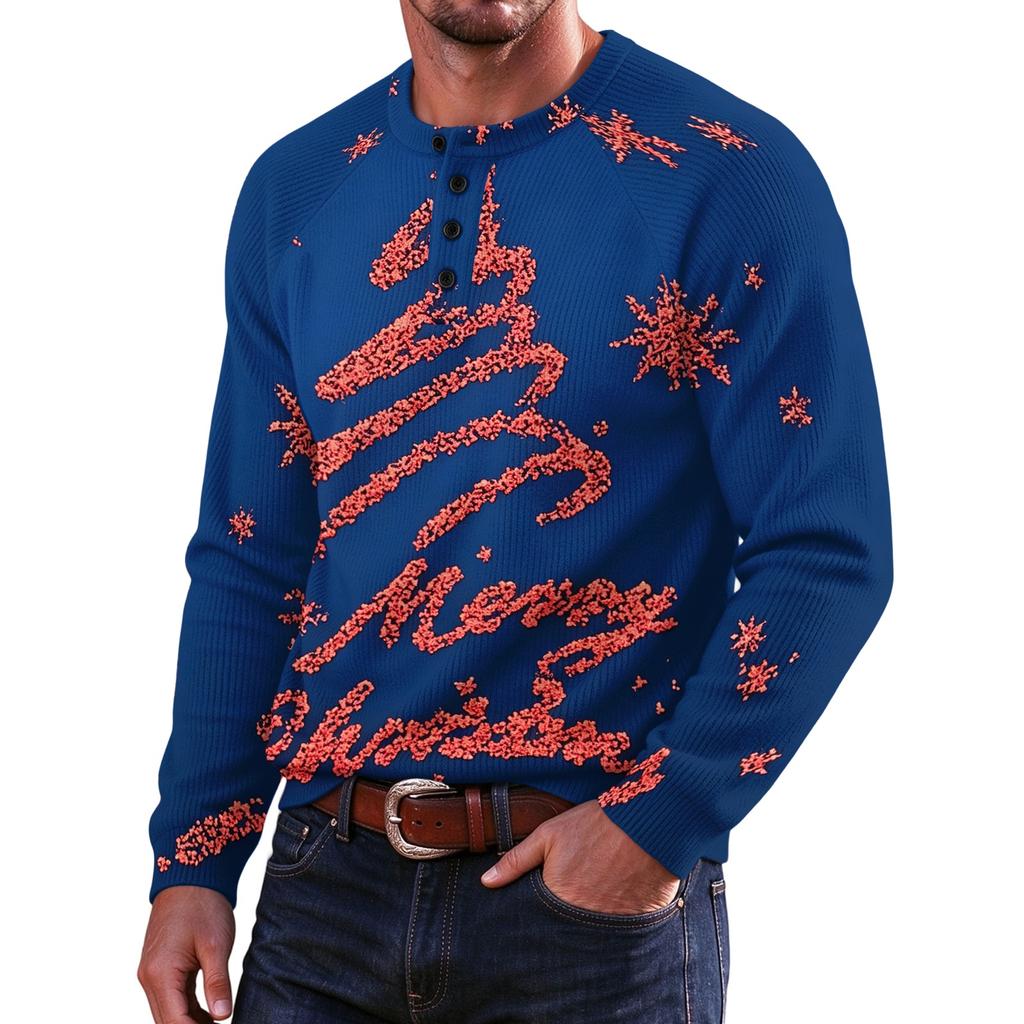 Herren Weihnachtspullover mit Aufdruck Feiertags-Grafikpullover für Winterparty Freizeitkleidung