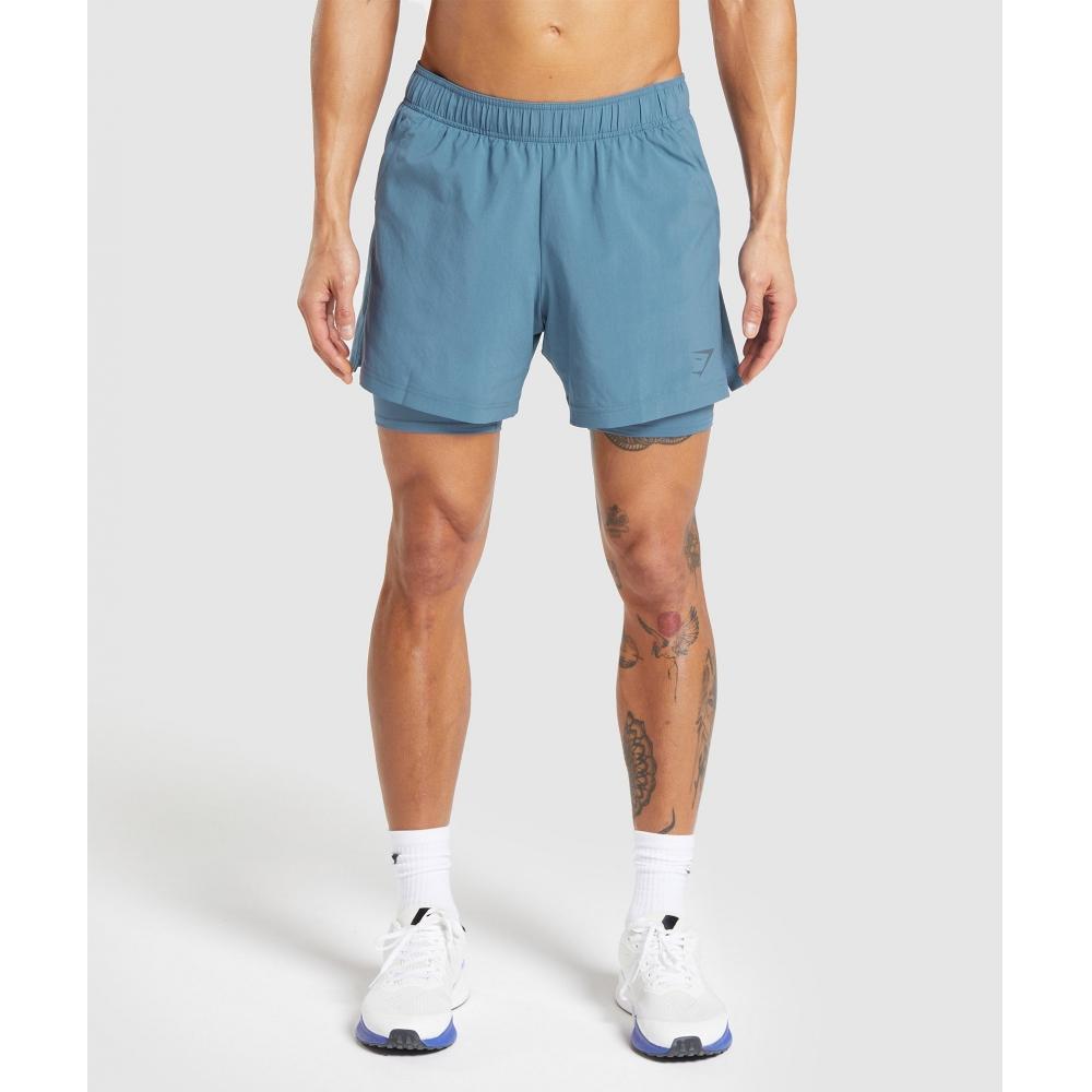 

GYMSHARK Sport 5 2 in 1 Shorts Faded Blue Faded Blue A3A5K UCM3 XS