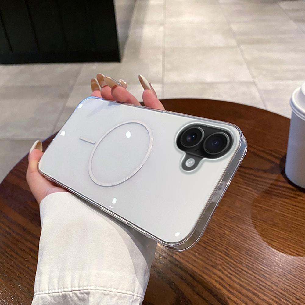 

For iPhone 16 Plus Case Compatible with MagSafe Clear Slim PC Phone Back Cover Transparent White