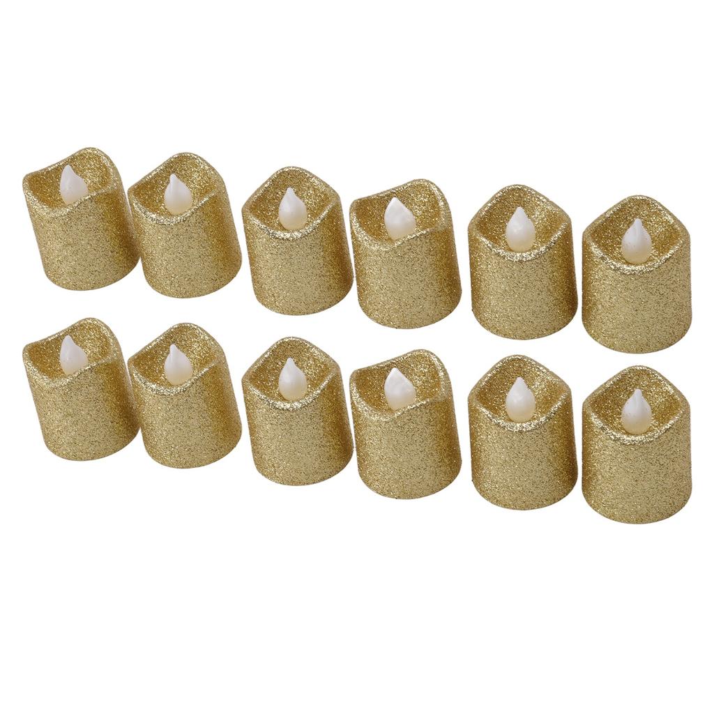 12PCS LED Tealight Golden Warm Light Flameless Light Candle for Christmas Birthday Party