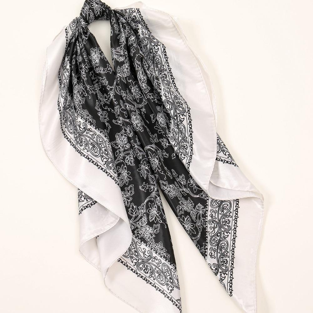 Printed Square Scarf Line Foulard Headband Silk Scarf New Hair Wrap  Women