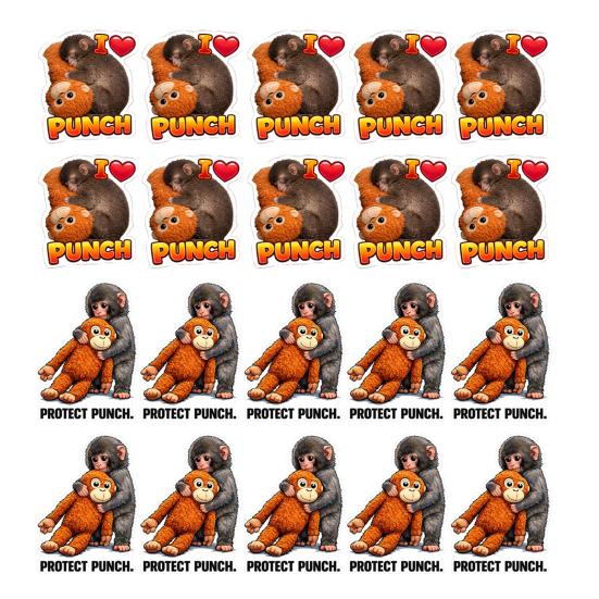 Cute Monkey Sticker Protect Punch The Monkey Decal Macaque Holding Plush Toy Laptop Sticker Fun Decal for Car Window Nursery Kids Room Decor