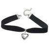 Junan Gothic Black Velvet Heart Pendant Choker Necklace