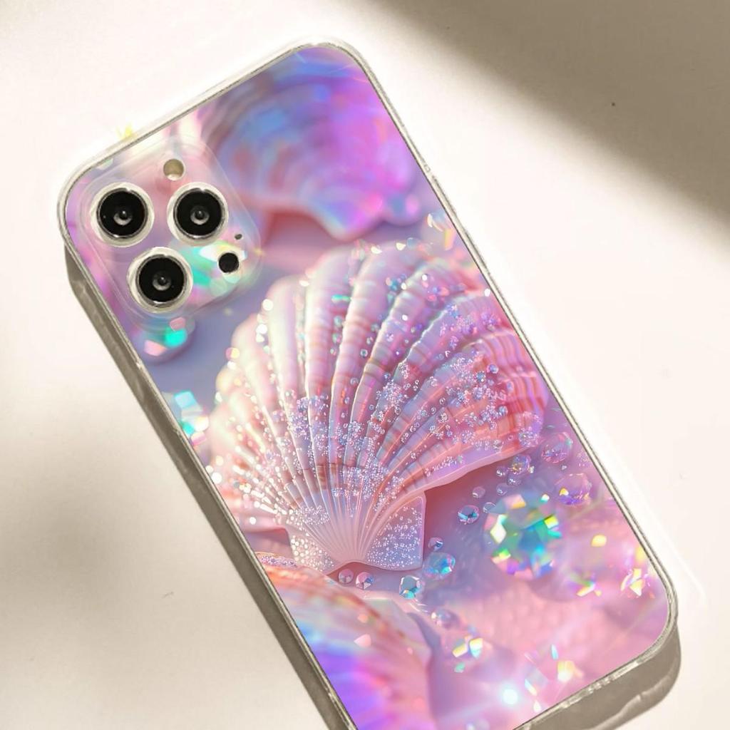 Pink Shell Anti-Fall Transparent Case for iPhone 14-17 Pro Max
