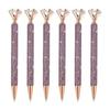 PATIKIL Glitter Ballpoint Pens, Set of 6, Crystal Diamond Twist Metal Pens, Shiny, 1.0mm Medium Point, Black Ink, Purple