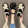 2024 Summer fashion New Baotou Thick Bottom Sandals for Actress Elegant Fashion Fairy Style One Button Casual Sandals