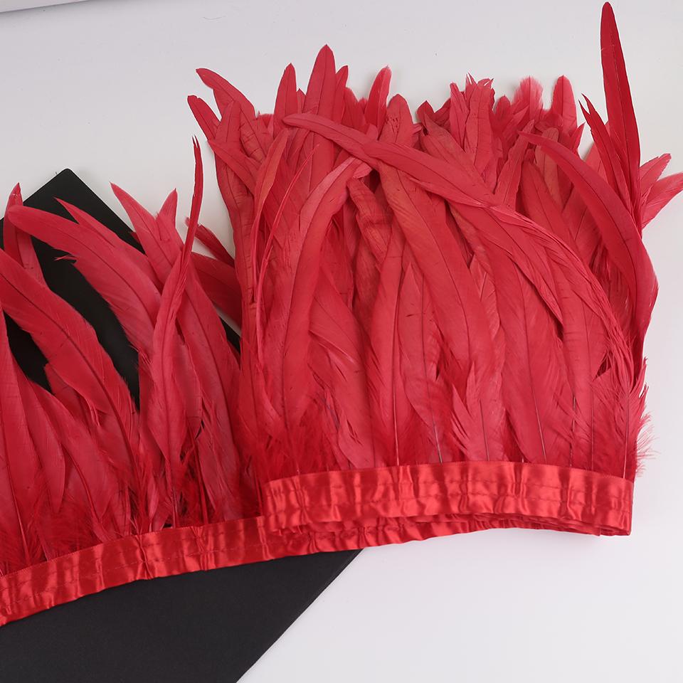 10Meters Rooster Tail Feathers Trim 25-30Cm Coque Feathers Trimming For Handiwork Crafts Carnival Dress Skirt Costumes Plumes