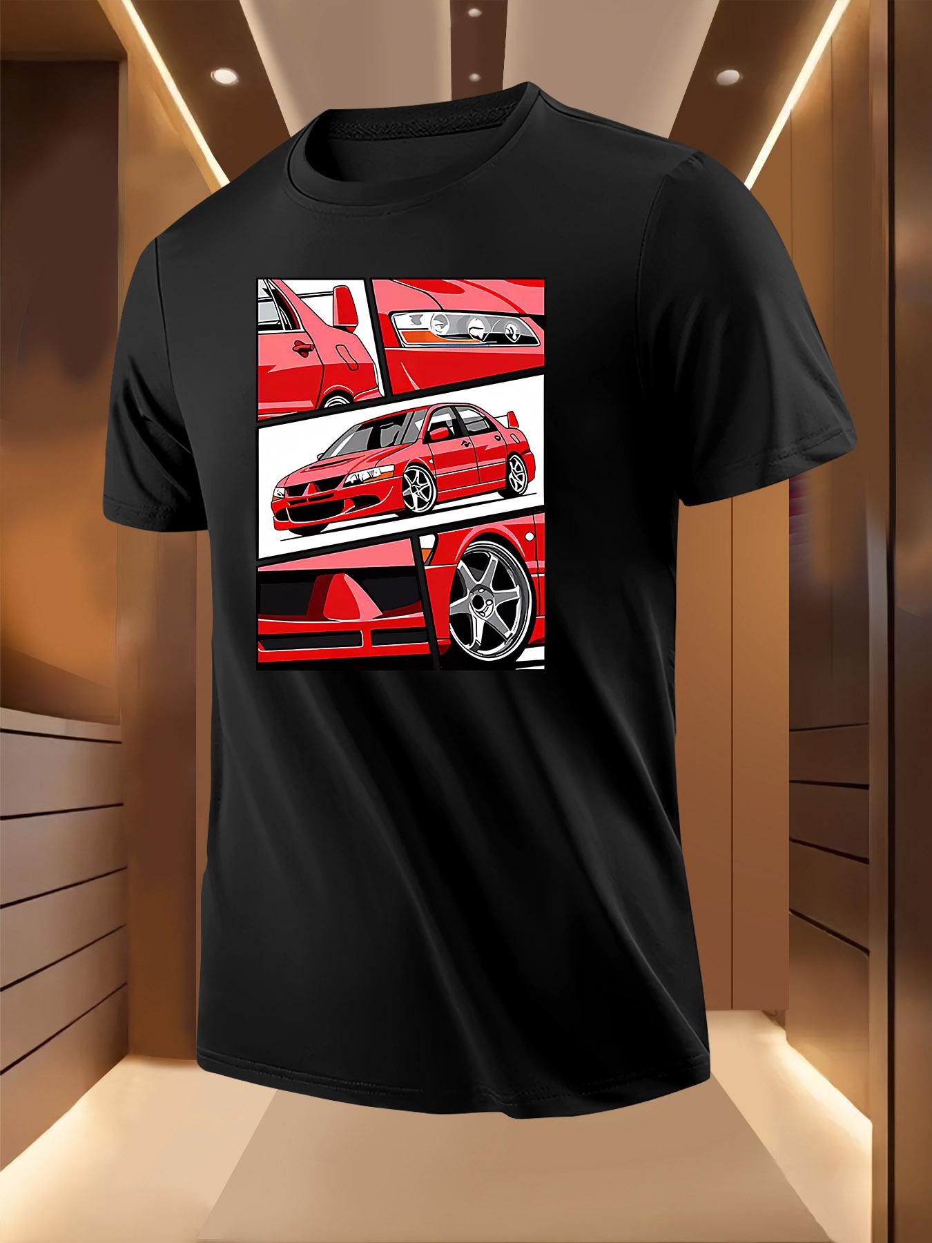 Graphic Tshirt Graphic Tshirt with Red Sports Car Print -... S